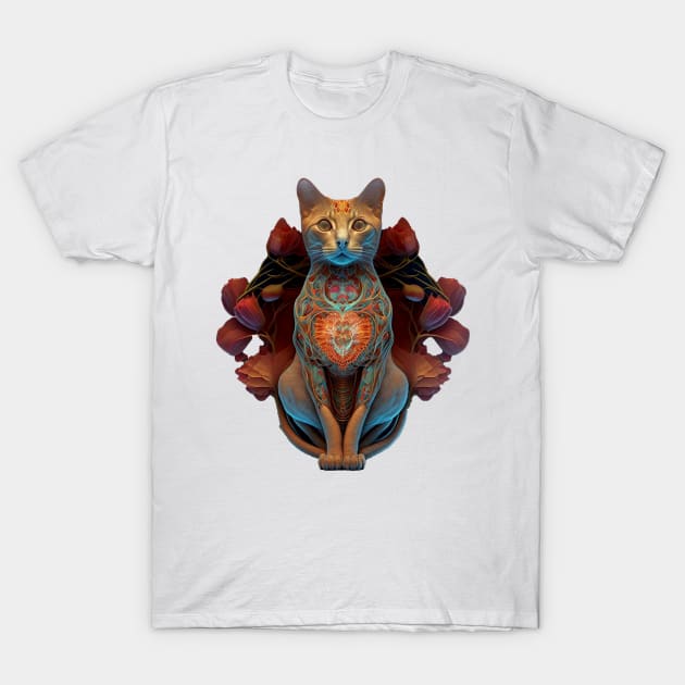 floral cat 1 T-Shirt by DrSoed